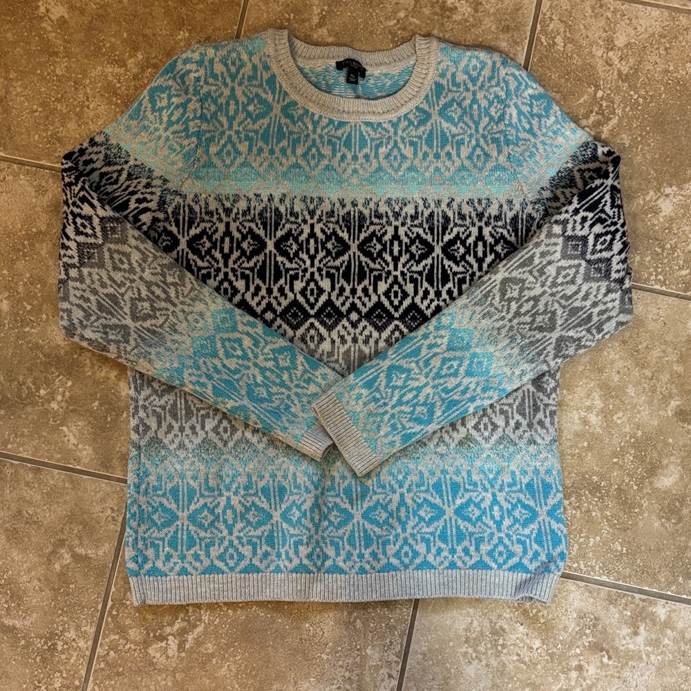 Talbots Blue and Gray Crewneck Sweater